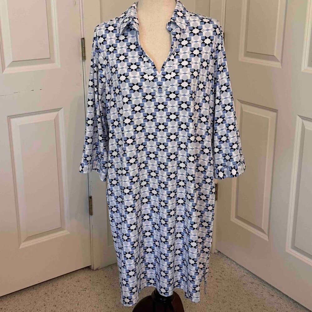 Foxcroft Easy Care Dress w/pockets V-neck Johnny Collar Sz XL